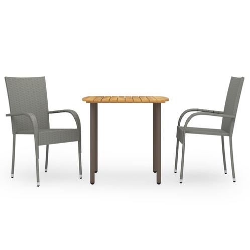 vidaXL 3-delige Tuinset poly rattan grijs, Tuin en Terras, Tuinsets en Loungesets, Tuinset, Nieuw, 2 zitplaatsen, Rotan, Verzenden