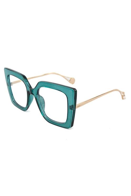 Vierkant Computerbril Blauw Turquoise Montuur Doorzichtige G, Hobby en Vrije tijd, Feestartikelen, Carnaval, Feestartikel, Nieuw