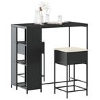 vidaXL 3-delige Tuinbarset met kussens poly rattan zwart, Tuin en Terras, Tuinsets en Loungesets, Verzenden, Nieuw, Rotan, 2 zitplaatsen