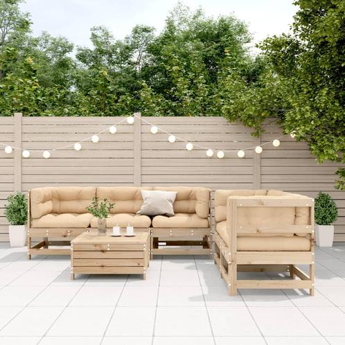 vidaXL 6-delige Loungeset met kussens massief grenenhout, Tuin en Terras, Tuinsets en Loungesets, Loungeset, Nieuw, Verzenden