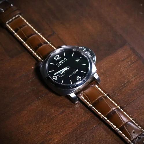 Horlogeband kalfsleder Chocolate Bronze, Sieraden, Tassen en Uiterlijk, Horloges | Heren, Nieuw, Verzenden