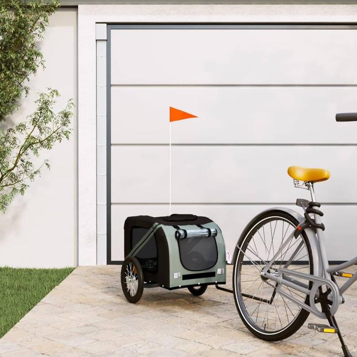 vidaXL Hondenfietstrailer oxford stof en ijzer zwart en, Dieren en Toebehoren, Overige Dieren-accessoires, Nieuw, Verzenden