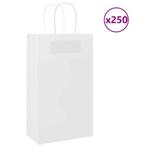 vidaXL Papieren zakken 250 st met hengsels 21x11x36 cm wit, Verzenden, Nieuw