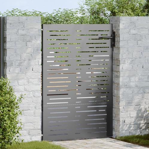 vidaXL Tuinpoort Zwart 105 x 125 cm Poedergecoat staal, Tuin en Terras, Tuinpoorten, Nieuw, Verzenden