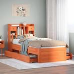 vidaXL Bed met boekenkast zonder matras grenenhout wasbruin, Huis en Inrichting, Slaapkamer | Bedden, Verzenden, Nieuw, Bruin