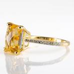Ring - 14 karaat Geel goud - 3.67ct. tw. Topaas - Diamant, Nieuw