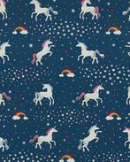 Katoen Half Panama Glow In The Dark Unicorns, Hobby en Vrije tijd, Stoffen en Lappen, Nieuw, Overige kleuren