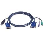 KVM kabel | 1.8 meter (VGA + 2x PS/2 naar VGA + USB A), Computers en Software, Pc- en Netwerkkabels, Verzenden, Nieuw