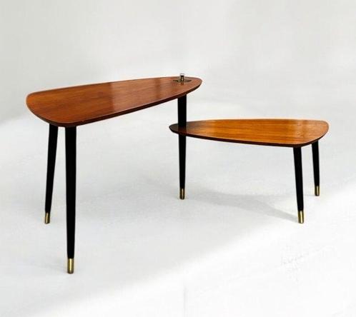 Tafel - Hout, Metaal - Tafel met twee bladen uit de jaren 60, Antiek en Kunst, Kunst | Designobjecten