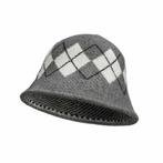 Bucket Hat Ruit Print Grijs, Nieuw
