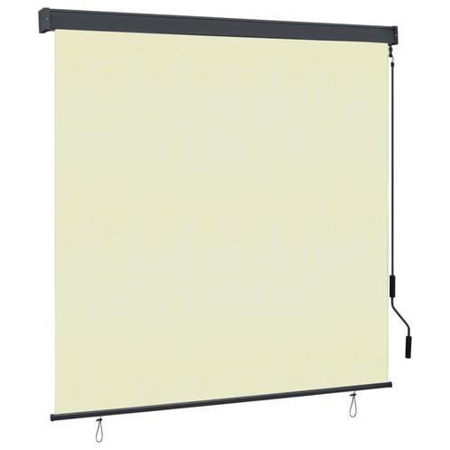 vidaXL Rolgordijn voor buiten 160x250 cm crème, Huis en Inrichting, Stoffering | Gordijnen en Lamellen, Crème, Nieuw, Verzenden