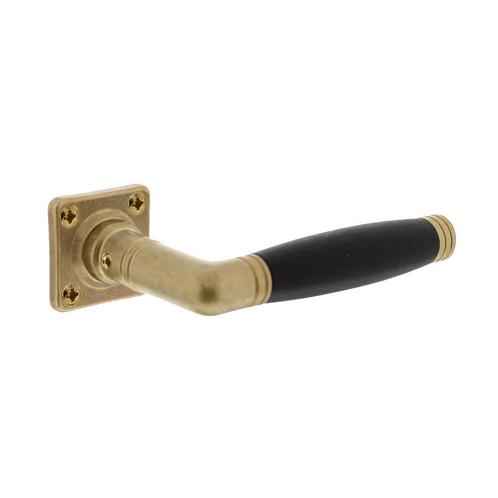 Deurklink Ton 222 met rozet messing getrommeld/ebbenhout, Doe-het-zelf en Verbouw, Hang- en Sluitwerk, Klink of Kruk, Nieuw, Koper of Messing