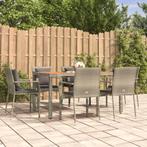 vidaXL 7-delige Tuinset met kussens poly rattan grijs, Tuin en Terras, Tuinsets en Loungesets, 6 zitplaatsen, Nieuw, Tuinset, Verzenden