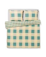 051 Dekbedovertrek 140x200/220cm flanel ruiten groen-beige, Huis en Inrichting, Slaapkamer | Beddengoed, Verzenden, Nieuw, Groen