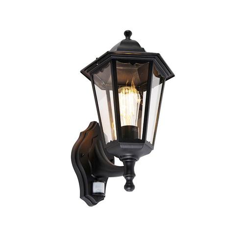 Buiten wandlantaarn zwart met bewegingssensor IP44 - Havana, Tuin en Terras, Buitenverlichting, Nieuw, 50 tot 250 watt
