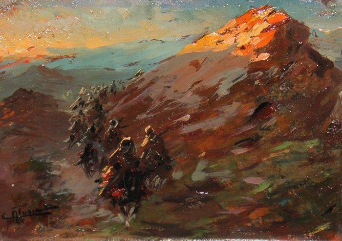 Emilio Álvarez Díaz (1879-1952) - Cabalgata militar, Antiek en Kunst, Kunst | Schilderijen | Klassiek