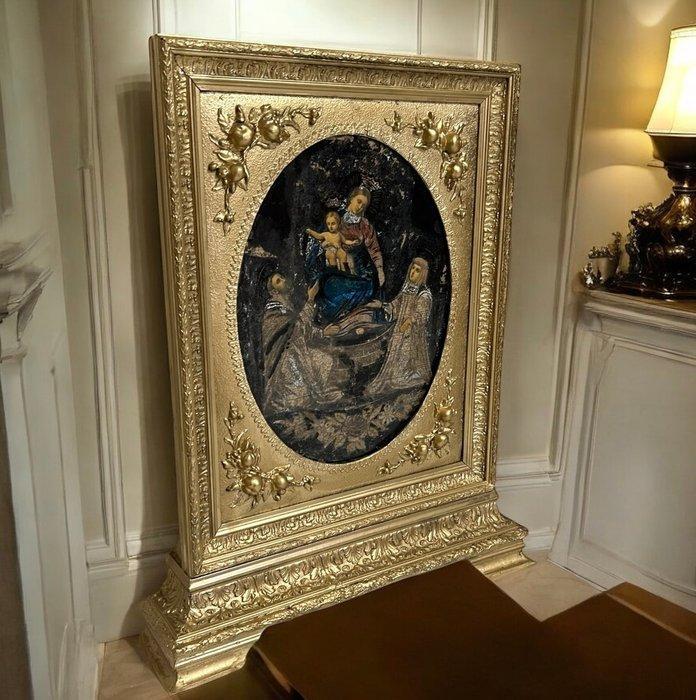 Devotieportret - Madonna met Kind en Twee Dominicanen, Antiek en Kunst, Kunst | Niet-Westerse kunst