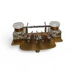 Inktpot - Encrier double aux trois chiens - Messing, Glas, Antiek en Kunst