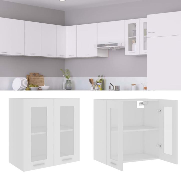 vidaXL Hangkast Lyon 60x31x60 cm bewerkt hout wit, Huis en Inrichting, Keuken | Keukenelementen, Wit, Nieuw, Verzenden