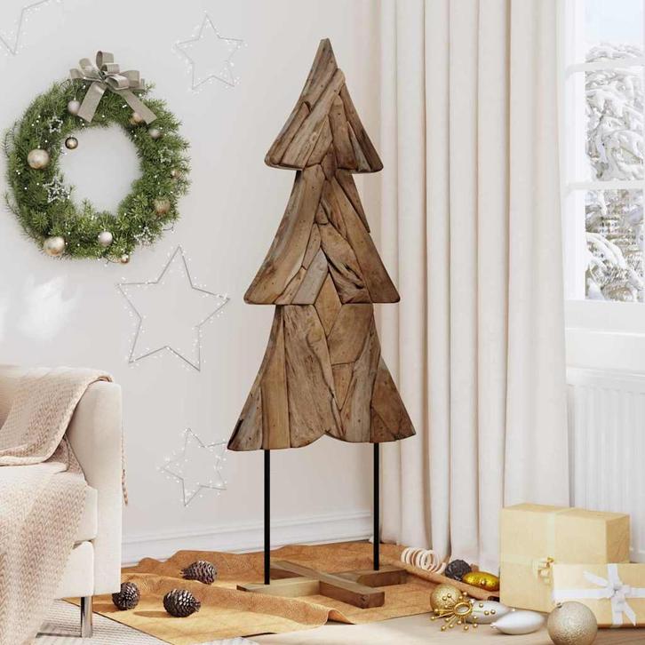 vidaXL Kerstboom met standaard Bruin 150 cm Massief teakhout, Diversen, Kerst, Nieuw, Verzenden
