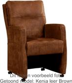 Olijfgroene leren landelijke eetkamerfauteuil - Kenia Leer O, Overige kleuren, Nieuw, Leer, Ophalen of Verzenden