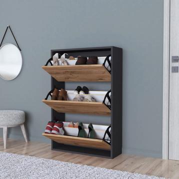 [en.casa] Schoenenkast Aurskog met 3 vouwdeuren 110x73,5x24 beschikbaar voor biedingen
