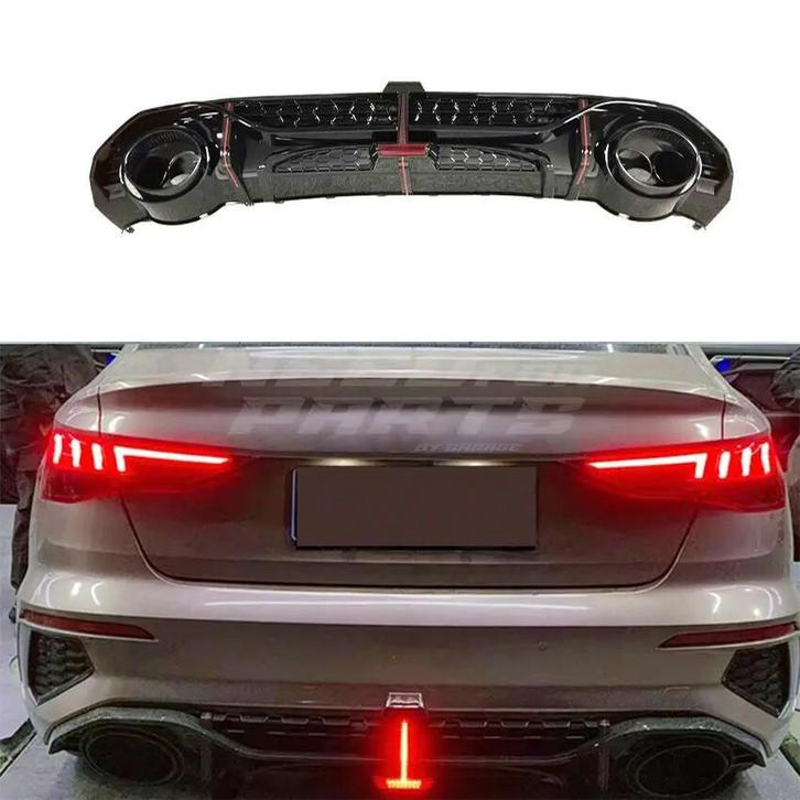 LED Diffuser With Black Exhaust Tips For Audi A3 S Line/S3, Auto-onderdelen, Carrosserie en Plaatwerk, Ophalen of Verzenden