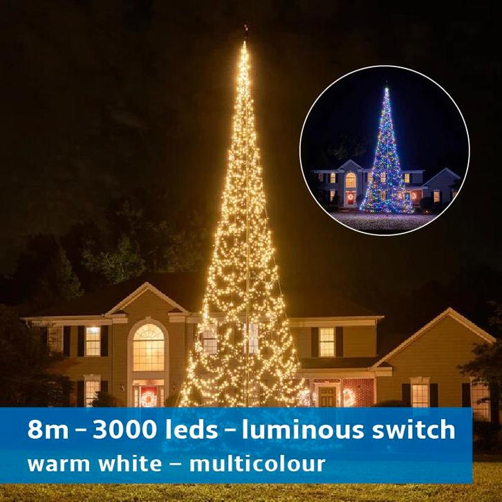 Fairybell 8 meter LUMINOUS SWITCH 3000 leds warm white OF, Diversen, Vlaggen en Wimpels, Nieuw