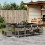 vidaXL 13-delige Tuinset met kussens poly rattan grijs, 2 zitplaatsen, Nieuw, Tuinset, Verzenden