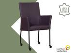 Leren eetkamerstoel Comfort met wieltjes en armleuning -, Huis en Inrichting, Stoelen, Nieuw, Leer, Ophalen of Verzenden, Eén