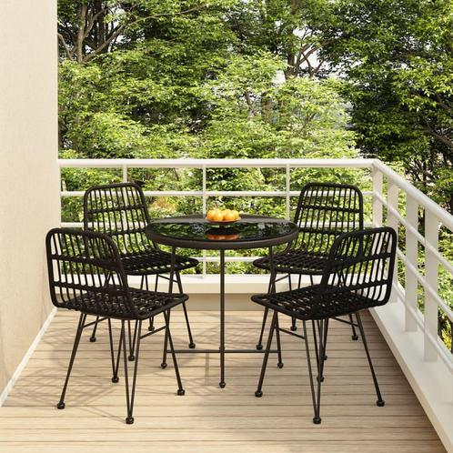 vidaXL 5-delige Tuinset poly rattan zwart, Tuin en Terras, Tuinsets en Loungesets, Tuinset, Nieuw, 5 zitplaatsen, Rotan, Verzenden