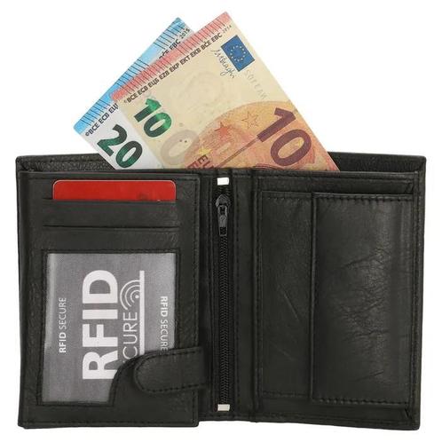 Heren portemonnee zwart Bilfold Echt Leer, Sieraden, Tassen en Uiterlijk, Portemonnees, Zwart, Nieuw, Overige merken, Leer, Verzenden
