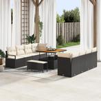 vidaXL 11-delige stoelset voor buiten met kussens in zwart, Tuin en Terras, Verzenden, Nieuw, Rotan