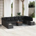 vidaXL Tuin Sofa Set met kussen 11 pcs Zwart Poly riet, Verzenden, Nieuw, Rotan