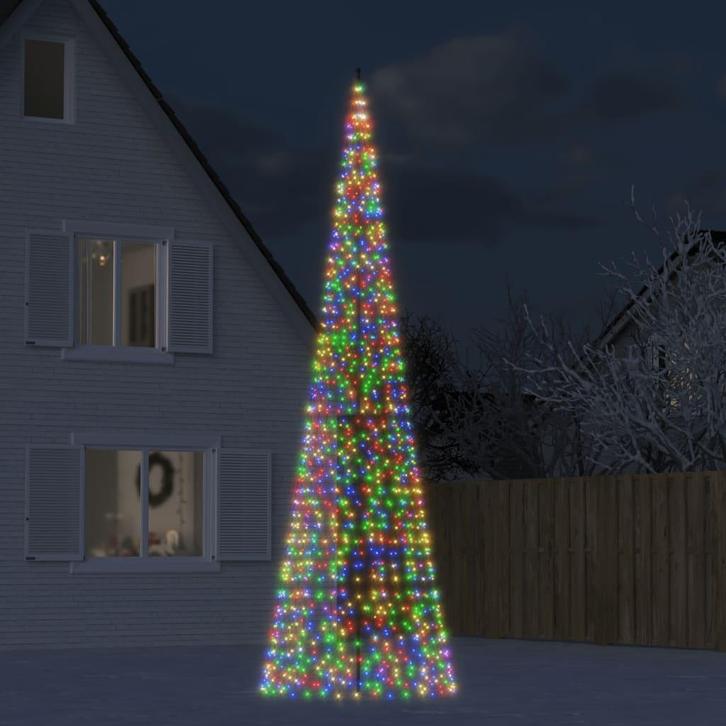 vidaXL LED-kerstboom aan vlaggenmast 1534 LEDs kleurrijk 500, Diversen, Kerst, Nieuw, Verzenden