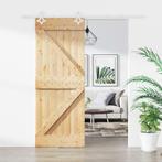 vidaXL Schuifdeur met beslag 85x210 cm massief grenenhout, Doe-het-zelf en Verbouw, Deuren en Horren, Verzenden, Nieuw