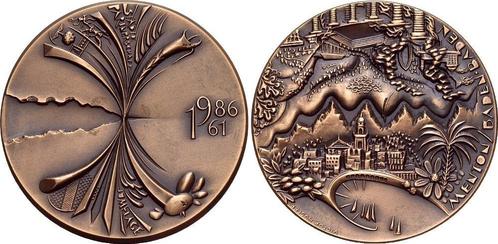 1986 medaille von Viktor Huster 1955 Baden-baden, Postzegels en Munten, Penningen en Medailles, Verzenden