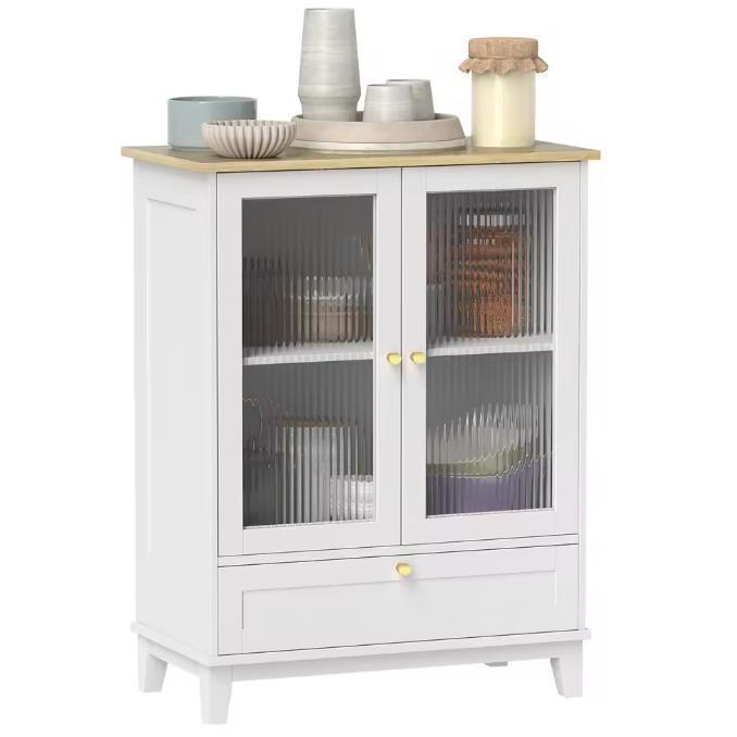 Dressoir met Glazen Deuren Wit Eiken Compact 68×35×85 cm, Huis en Inrichting, Kasten | Overige, Nieuw, Verzenden