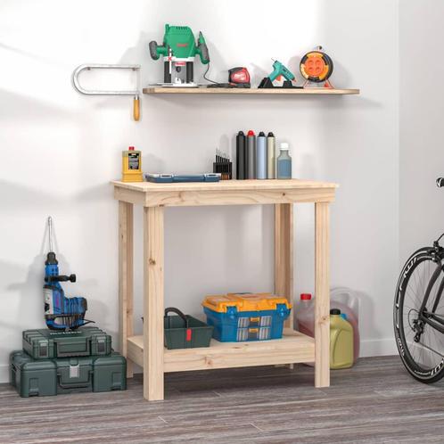 vidaXL Werkbank 80x50x80 cm massief grenenhout, Doe-het-zelf en Verbouw, Werkbanken, Nieuw, Verzenden