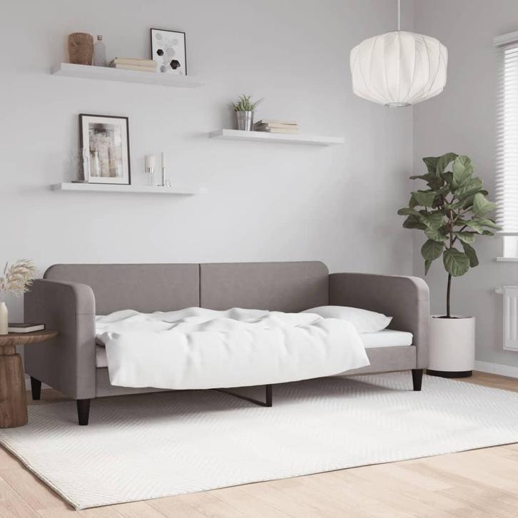 vidaXL Slaapbank 90x200 cm stof taupe, Huis en Inrichting, Slaapkamer | Bedden, 90 cm, 200 cm, Eenpersoons, Nieuw, Stof, Verzenden