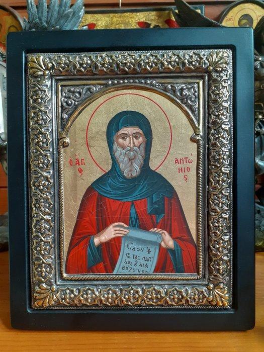 Icoon - Saint Anthony - .950 zilver - Met de hand gemaakte, Antiek en Kunst, Antiek | Boeken en Bijbels