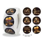 500 stickers labels rol happy birthday zwart goud kraft, Ophalen of Verzenden, Nieuw