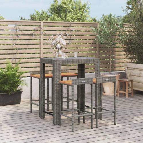 vidaXL 5-delige Tuinbarset poly rattan en massief acaciahout, Tuin en Terras, Tuinsets en Loungesets, Nieuw, 4 zitplaatsen, Rotan