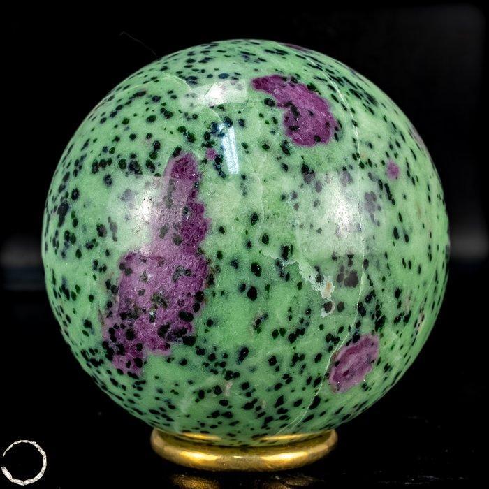 Zeer zeldzame natuurlijke robijn en zoisiet kristalbol,, Antiek en Kunst, Curiosa en Brocante