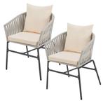 2 Tuinstoelen met touwgaas - Lichtgrijs, Verzenden, Nieuw