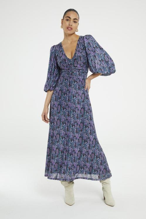 -50% Fabienne Chapot  Fabienne Chapot Clt-128-drs-aw23 welma, Kleding | Dames, Jurken, Paars, Nieuw, Verzenden