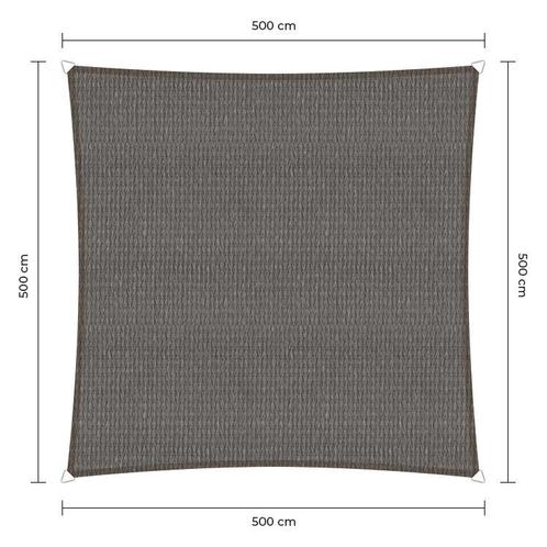 Vierkante schaduwdoek - Grijs - Waterdoorlatend - 5,0 x 5,0, Tuin en Terras, Schaduwdoeken, Ophalen of Verzenden