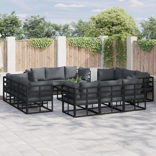 vidaXL Tuin Sofa Set met kussen met kussen 13 pcs Zwart 70 x, Tuin en Terras, Tuinsets en Loungesets, Nieuw, Aluminium, Verzenden