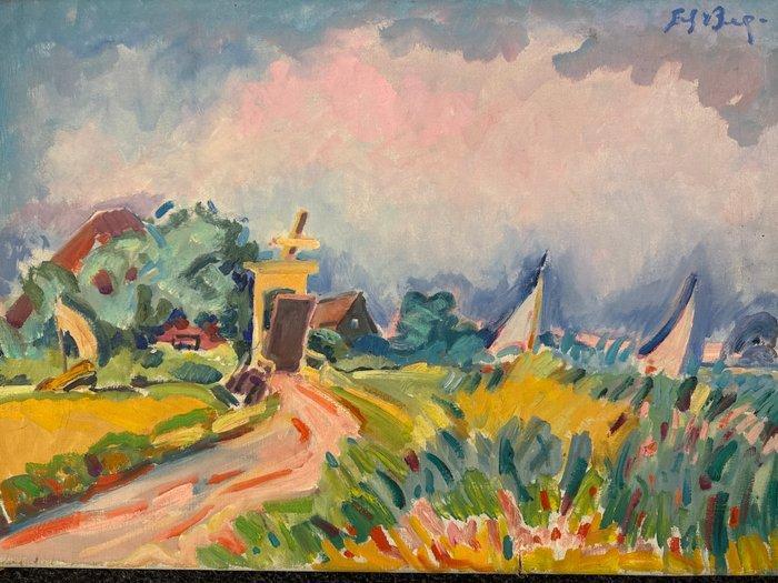 Freek van den berg - Landschap Muiderberg Amsterdam, Antiek en Kunst, Kunst | Schilderijen | Modern