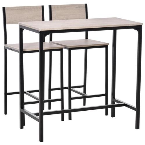 TRUUSK 3-delige Bartafelset, Eettafel Met 2 Barkrukken, Aanr, Huis en Inrichting, Tafels | Statafels, Nieuw, Verzenden